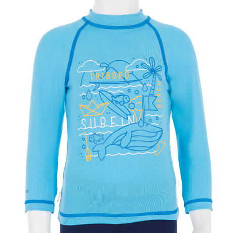 Tee shirt anti UV Bébé surf manches longues Bleu | Tribord
