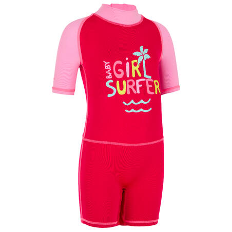 Baby Short Sleeve Uv Protection Surfing Shorty T Shirt Pink Decathlon