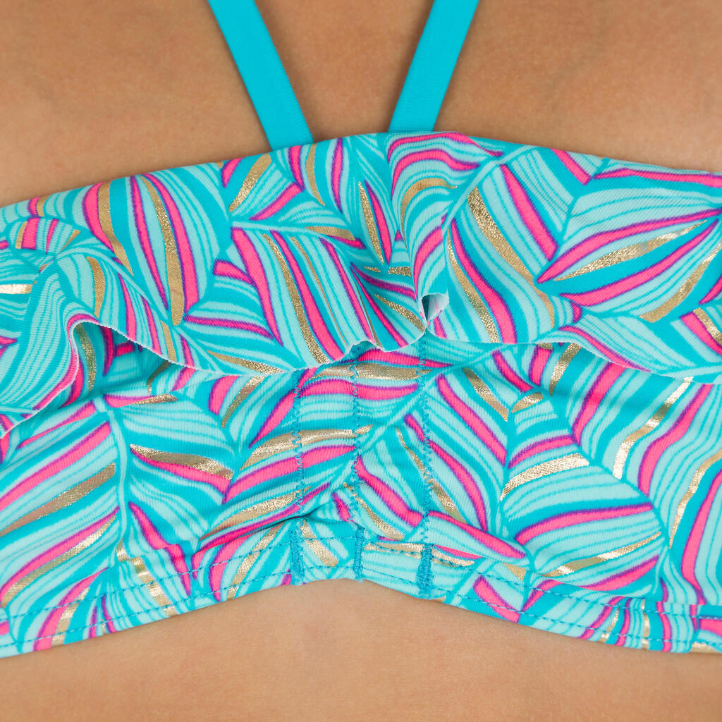Bikini-Set Bandeau Volant Palm Blue Mädchen