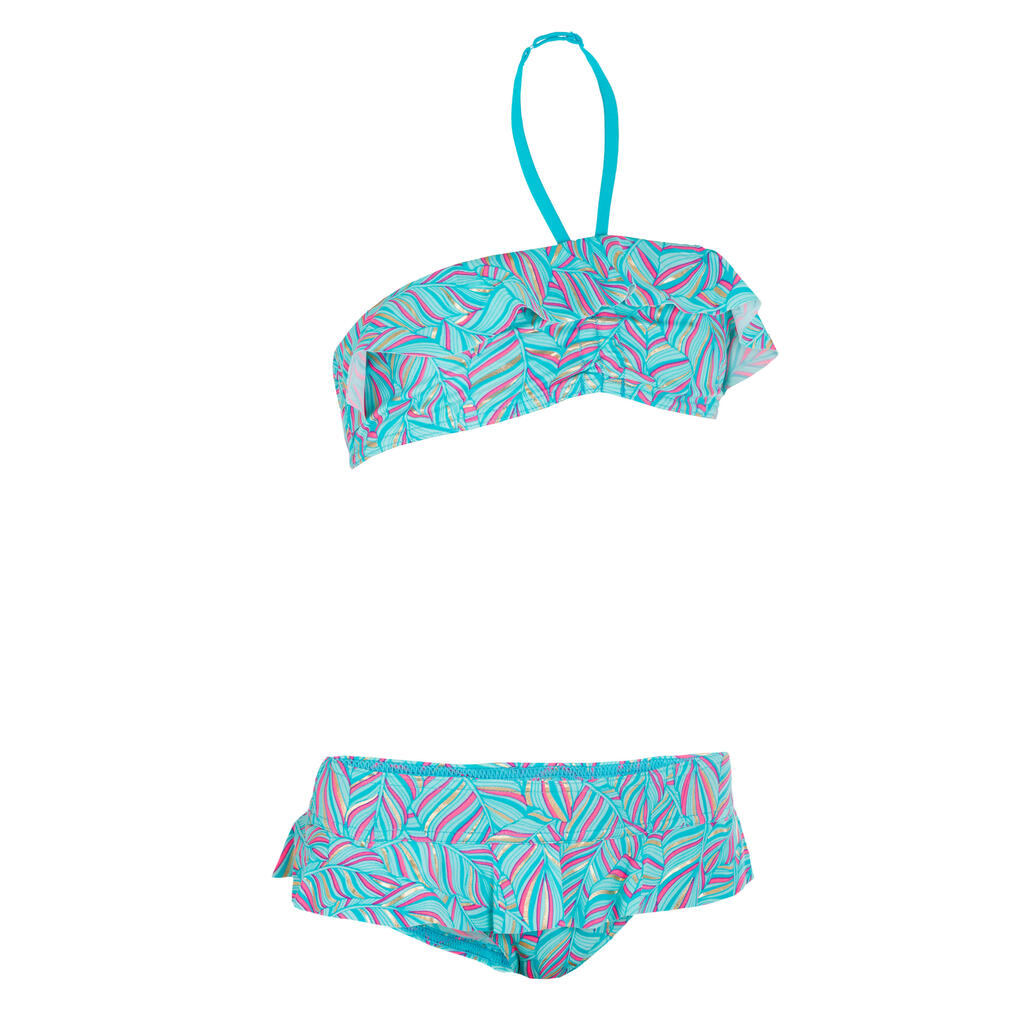 Bikini-Set Bandeau Volant Palm Blue Mädchen