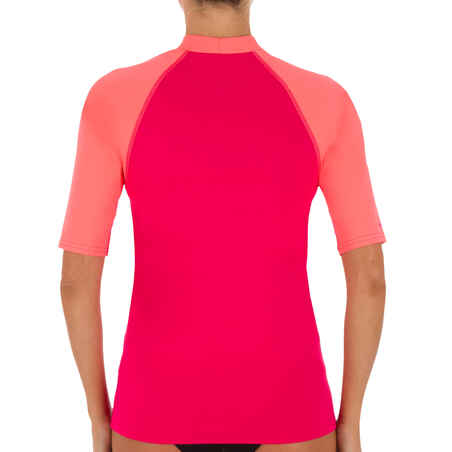 100 Women's Short Sleeve UV Protection Surfing Top T-Shirt - Pink