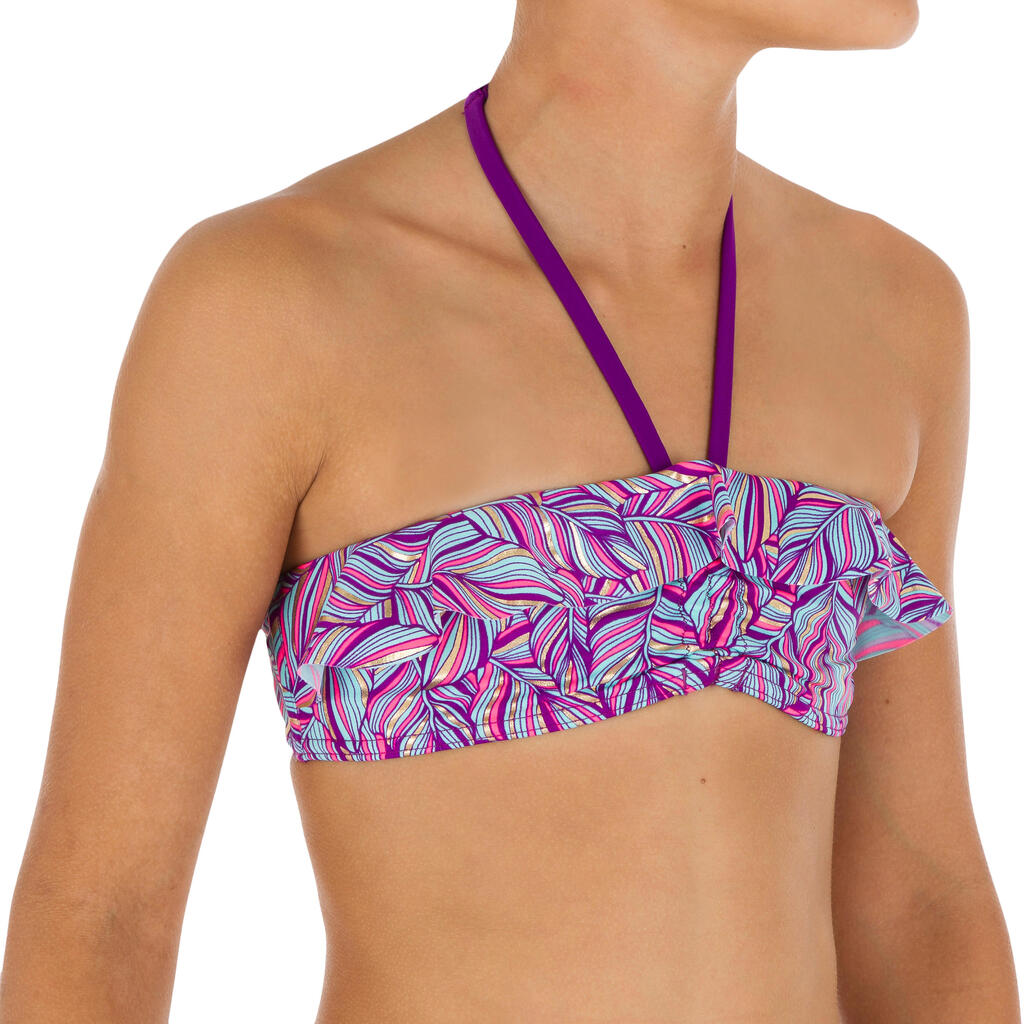 Bikini-Set Bandeau Volant Palm Blue Mädchen