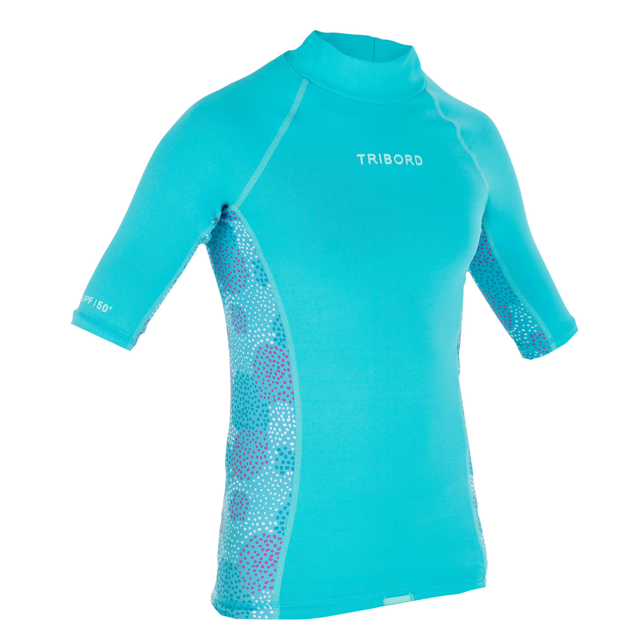 TRIBORD 500 Children's Short Sleeve UV Protection Surfing Top T-Shirt - Turquoise