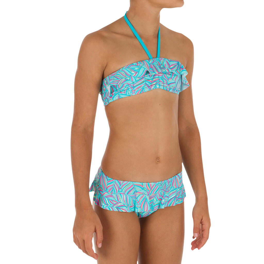 Bikini-Set Bandeau Volant Palm Blue Mädchen