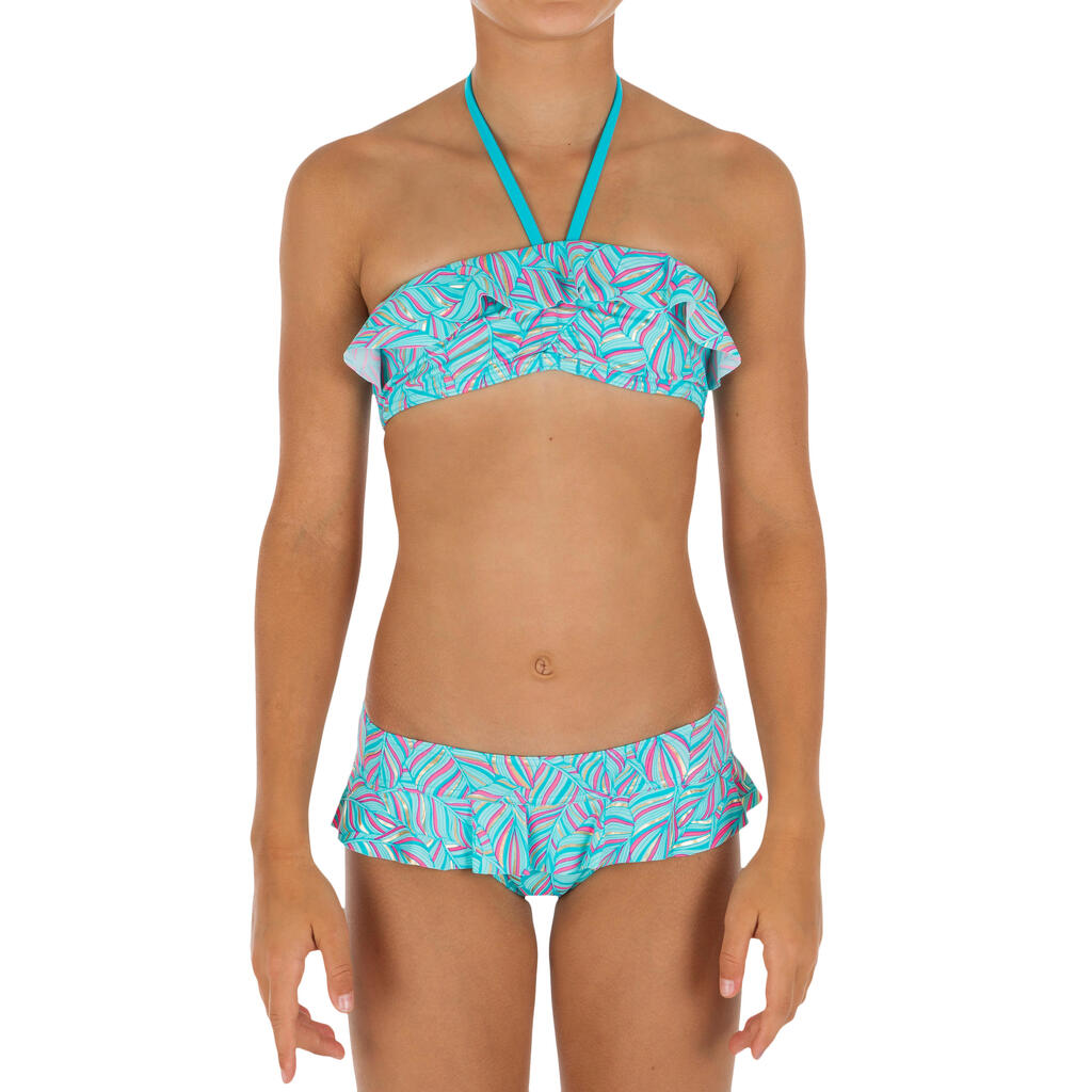 Bikini-Set Bandeau Volant Palm Blue Mädchen