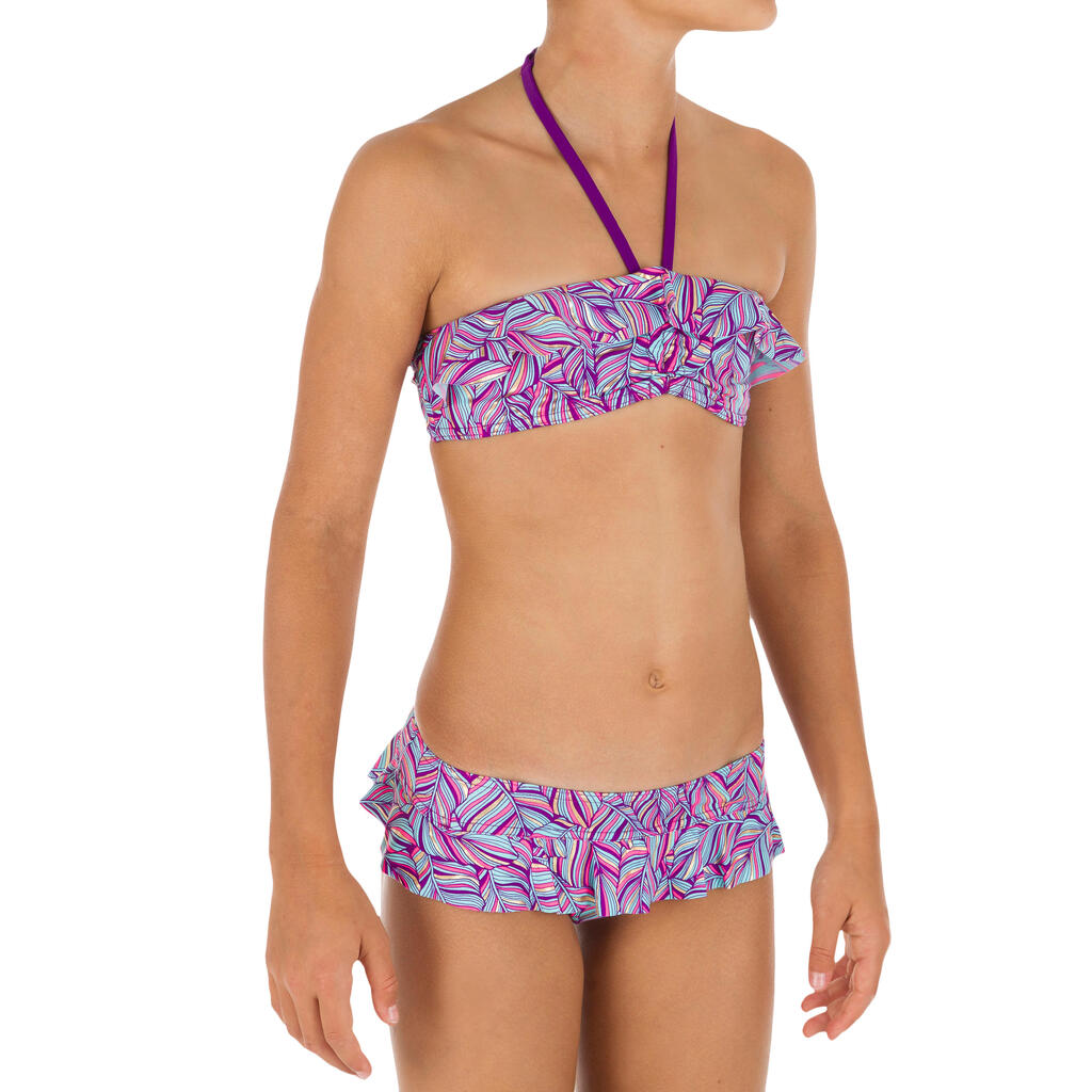 Bikini-Set Bandeau Volant Palm Blue Mädchen