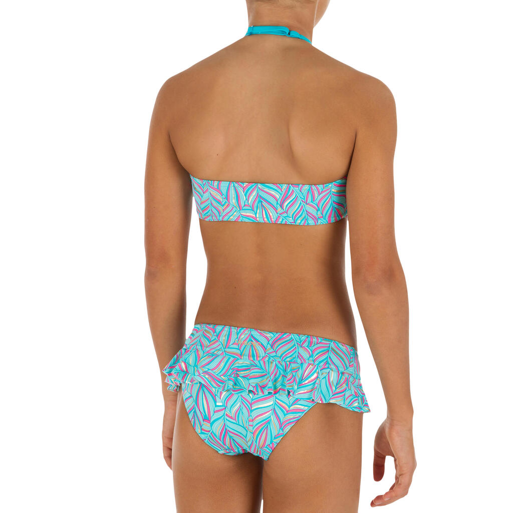 Bikini-Set Bandeau Volant Palm Blue Mädchen
