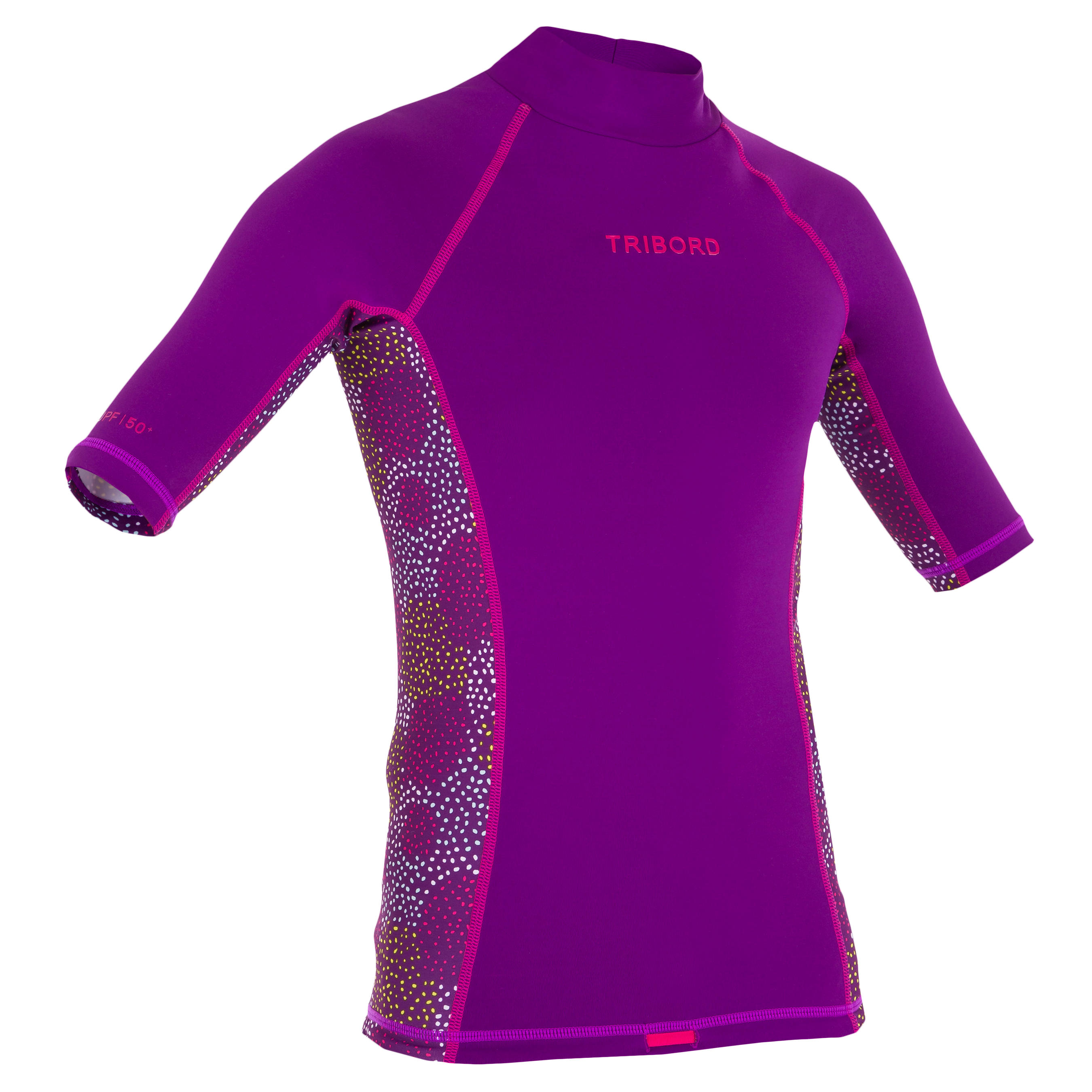 TRIBORD 500 Children's Short Sleeve UV Protection Surfing Top T-Shirt - Purple