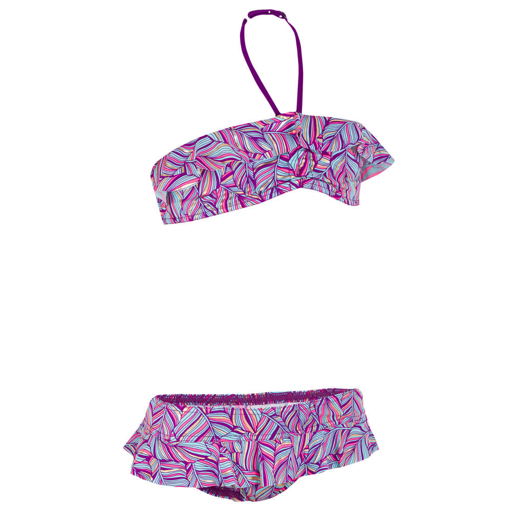 Bikini-Set Bandeau Volant Palm Blue Mädchen