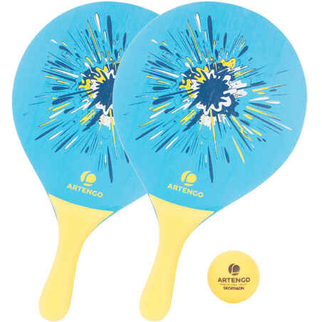 Set Raquetas Tenis Playa Woody Azul 