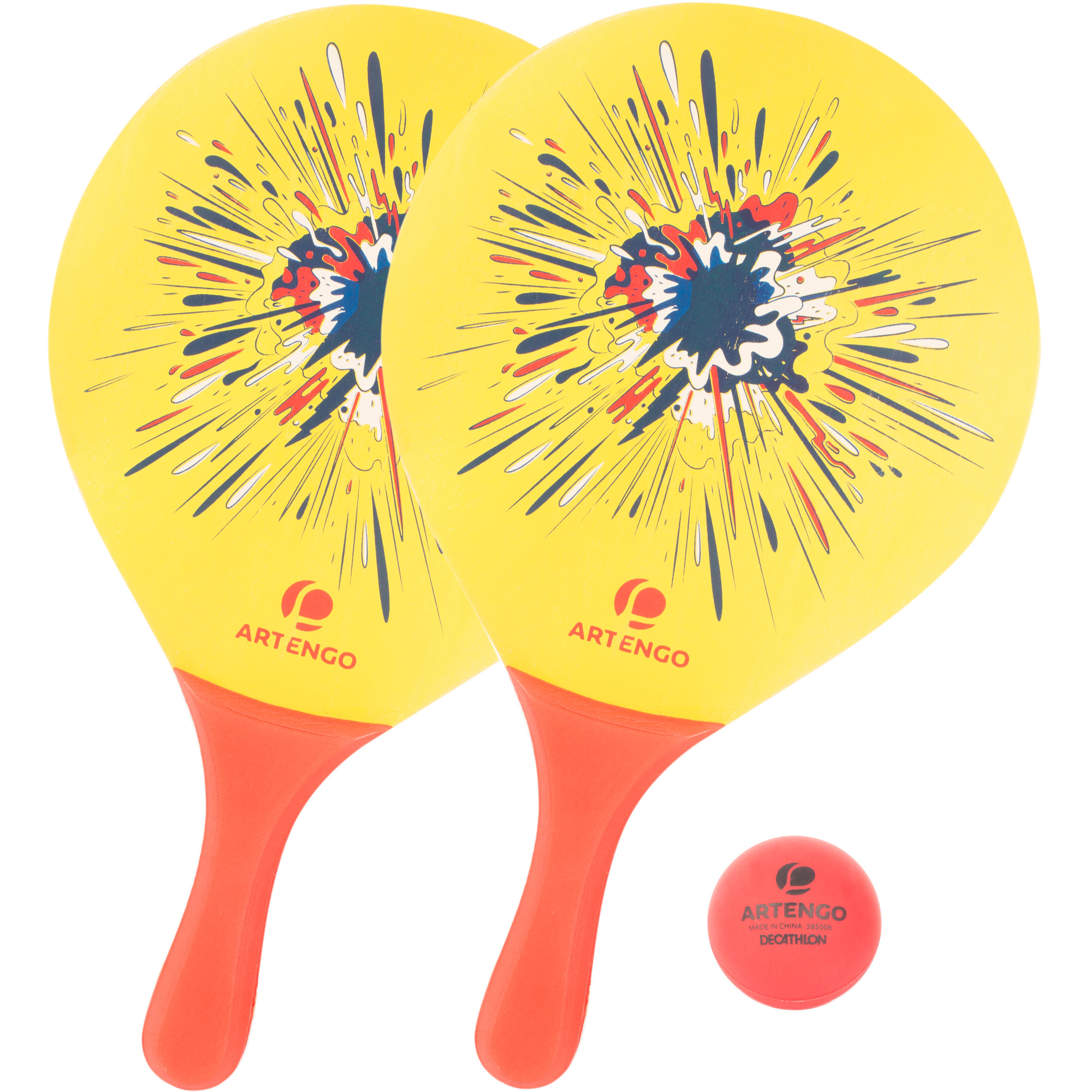 Beachtennis set Woody rackets geel ARTENGO | Decathlon