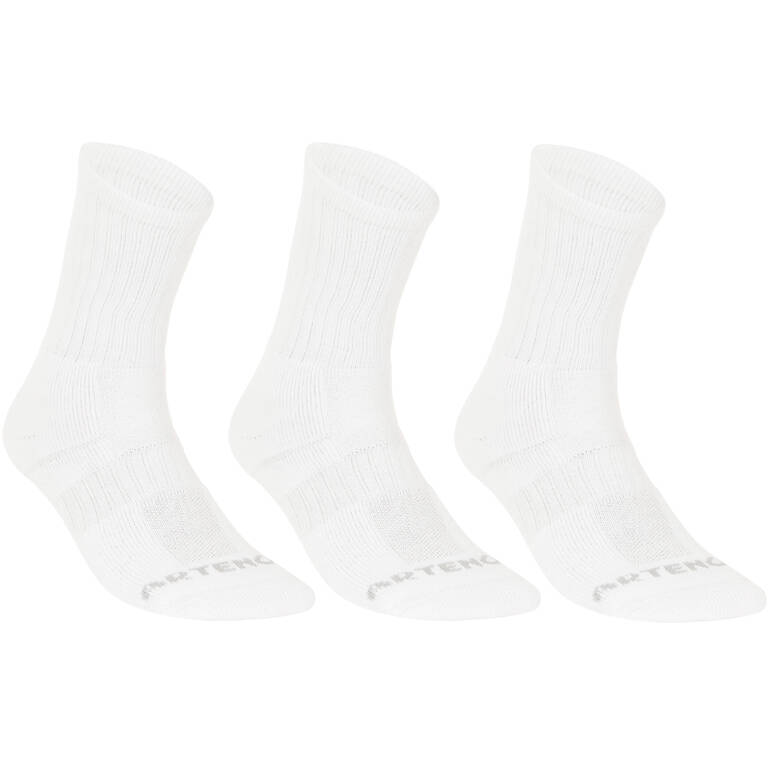 High Tennis Socks RS 500 Tri-Pack - White