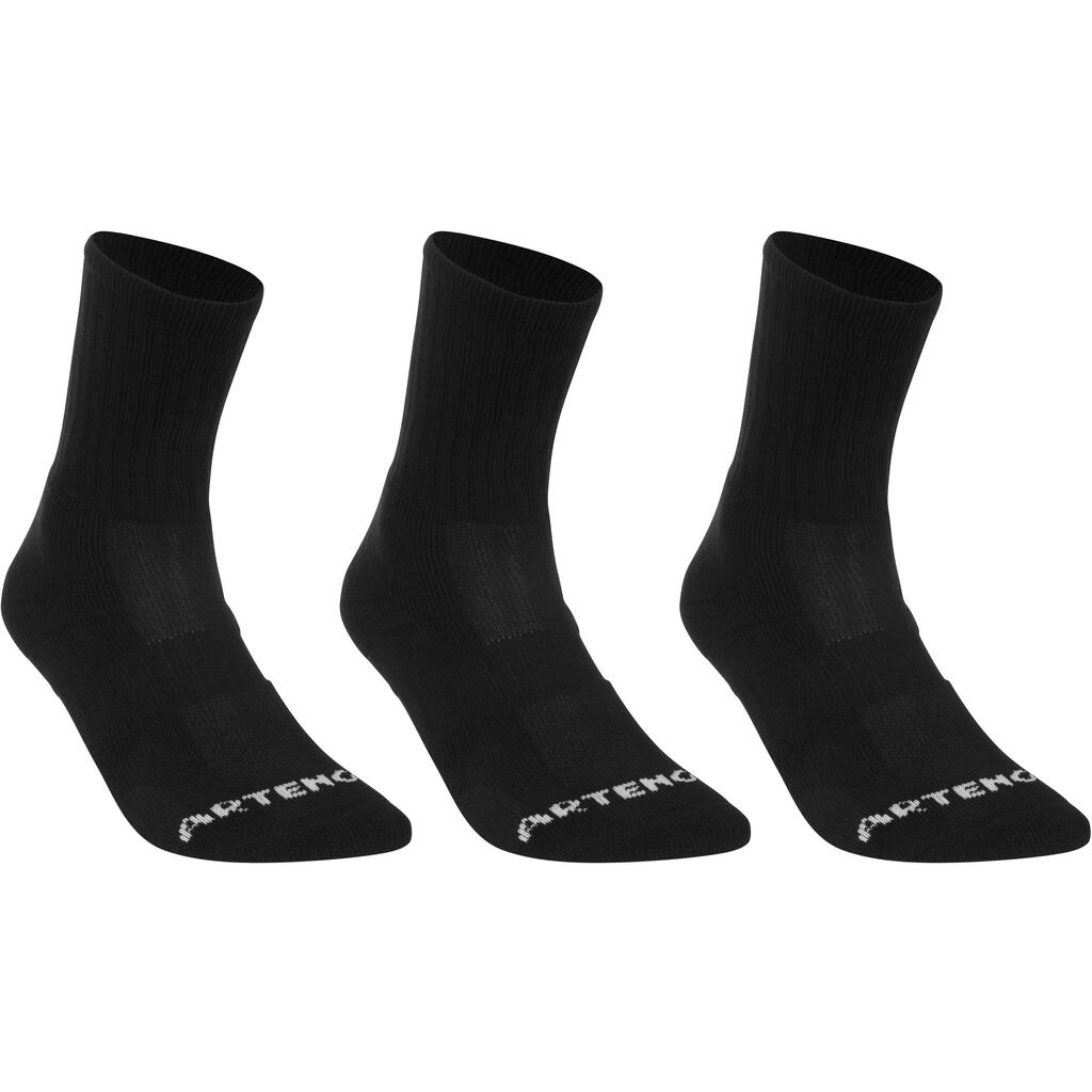 CHAUSSETTES DE TENNIS HAUTES ARTENGO RS 500 GRIS LOT DE 3