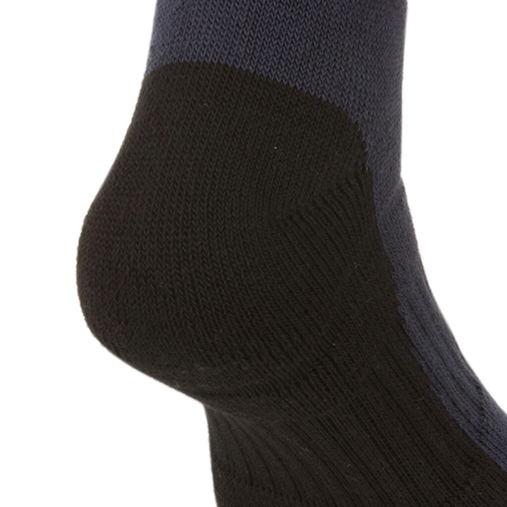 Detské športové ponožky RS 500 vysoké 3 páry tmavomodré, biele, čierne