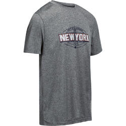 TEE SHIRT DE BASKETBALL HOMME DEBUTANT/ CONFIRME FAST TARMAK NEW YORK GRIS
