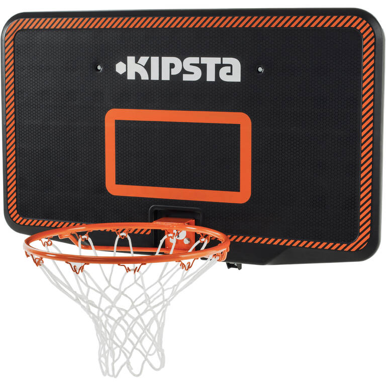 B300 Kids'/Adult Wall-Mounted Basketball Basket Set - Black/Orange