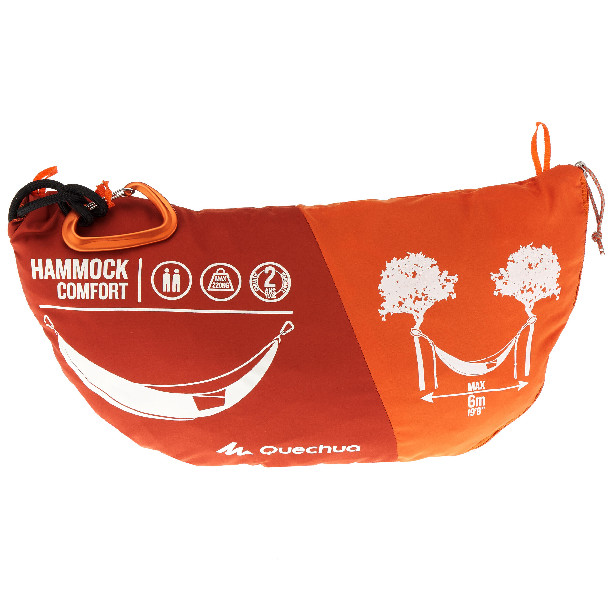 Hamaca Camping Quechua Naranja Confort 2 Personas 280x175 Cm