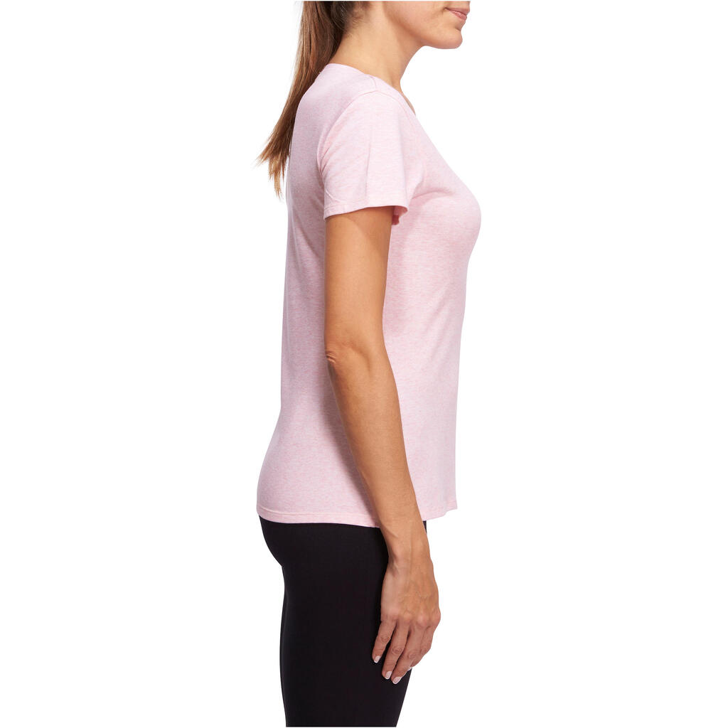 Stretchy Cotton Fitness T-Shirt - Light Mottled Blue