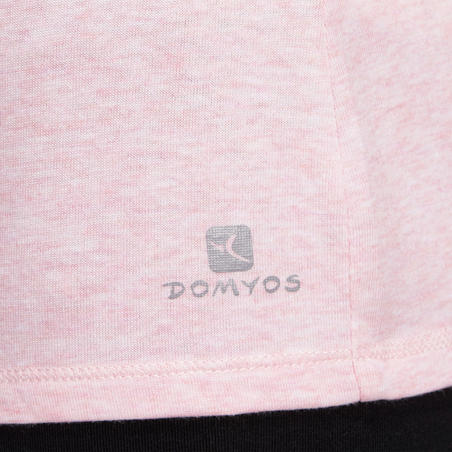 T-Shirt 500 regular Pilates Gym douce femme rose clair