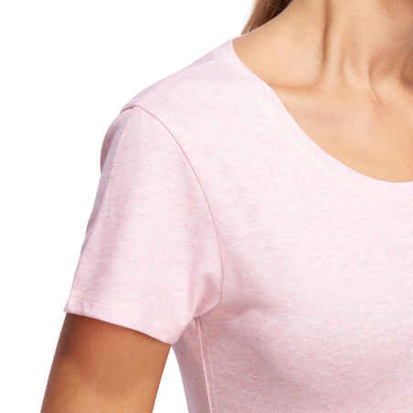 500 Women's Regular-Fit Pilates & Gentle Gym T-Shirt - Light Pink