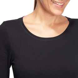 Women's Long-Sleeved Fitness T-Shirt 100 - Black