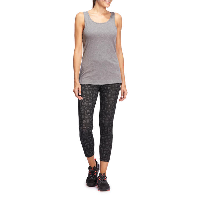 Women's Gym Tank Top Stretch Slim Fit 100 - Mottled Grey