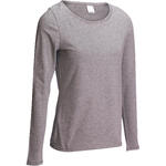 Domyos T-shirt 100 met lange mouwen pilates en lichte gym dames