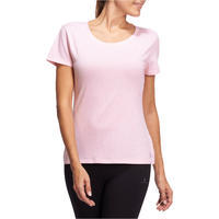 T-Shirt 500 regular Pilates Gym douce femme rose clair