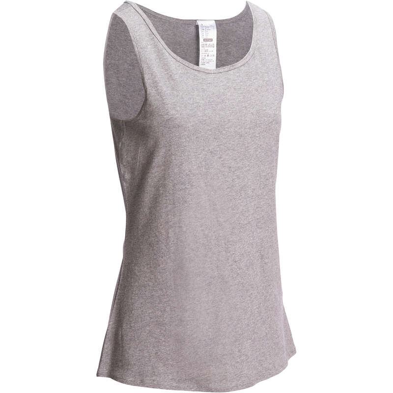 DOMYOS Women's Gym & Pilates Tank Top Mottled Grey