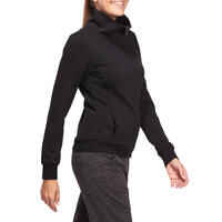 500 Women's Pilates & Gentle Gym High-Neck Hoody - Black