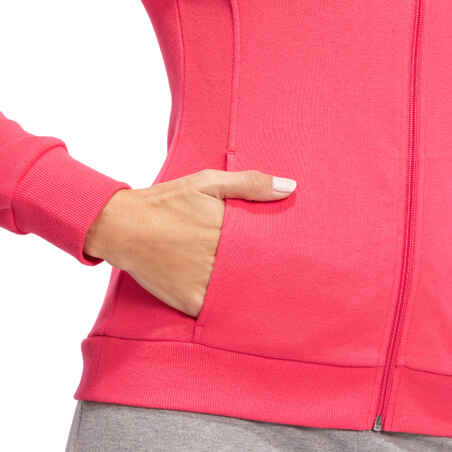 Women's Zip-Up Hoodless Gym & Pilates Jacket - Pink