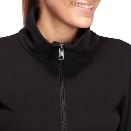 500 Women's Pilates & Gentle Gym High-Neck Hoody - Black