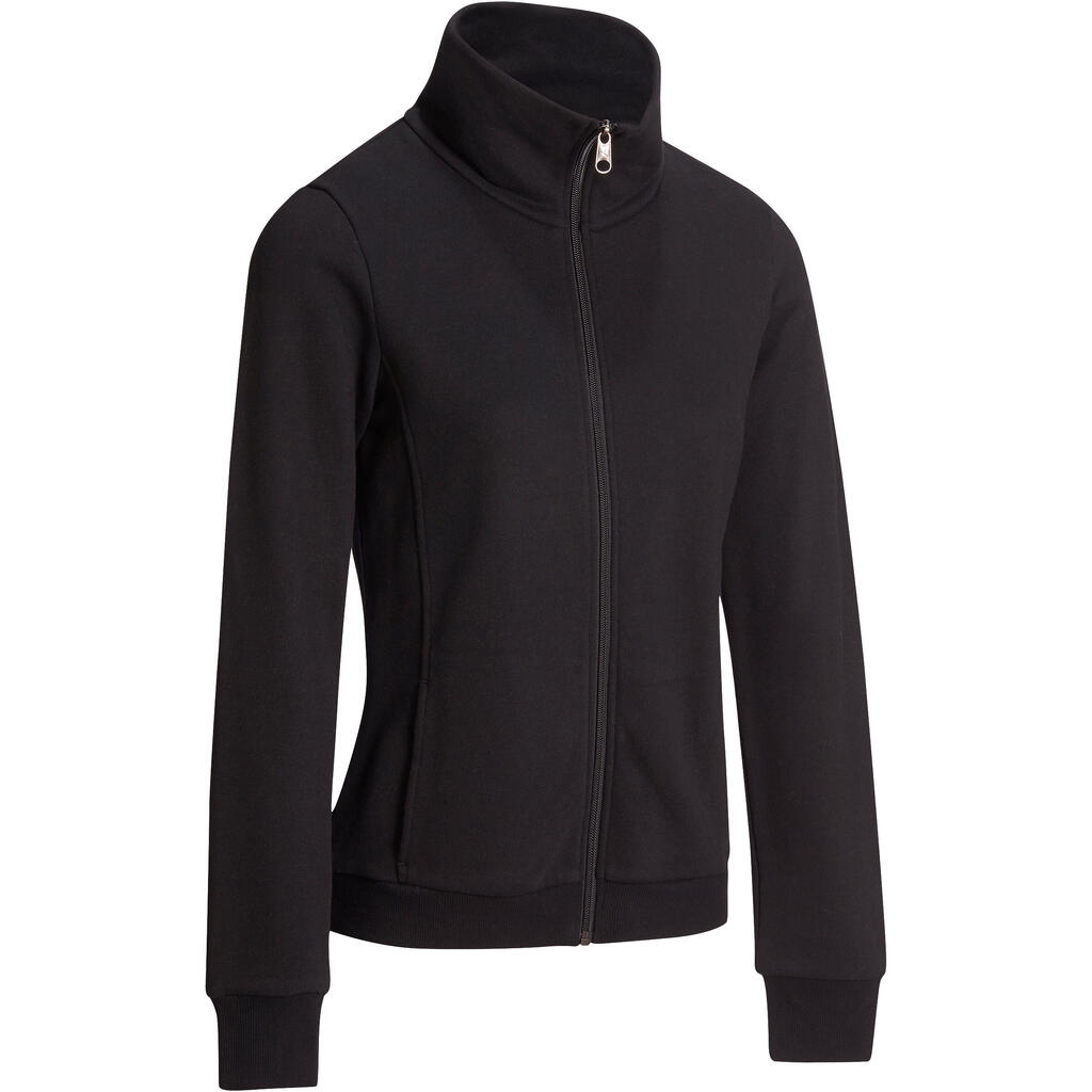 500 women's pilates & gentle gym high-neck hoody - black