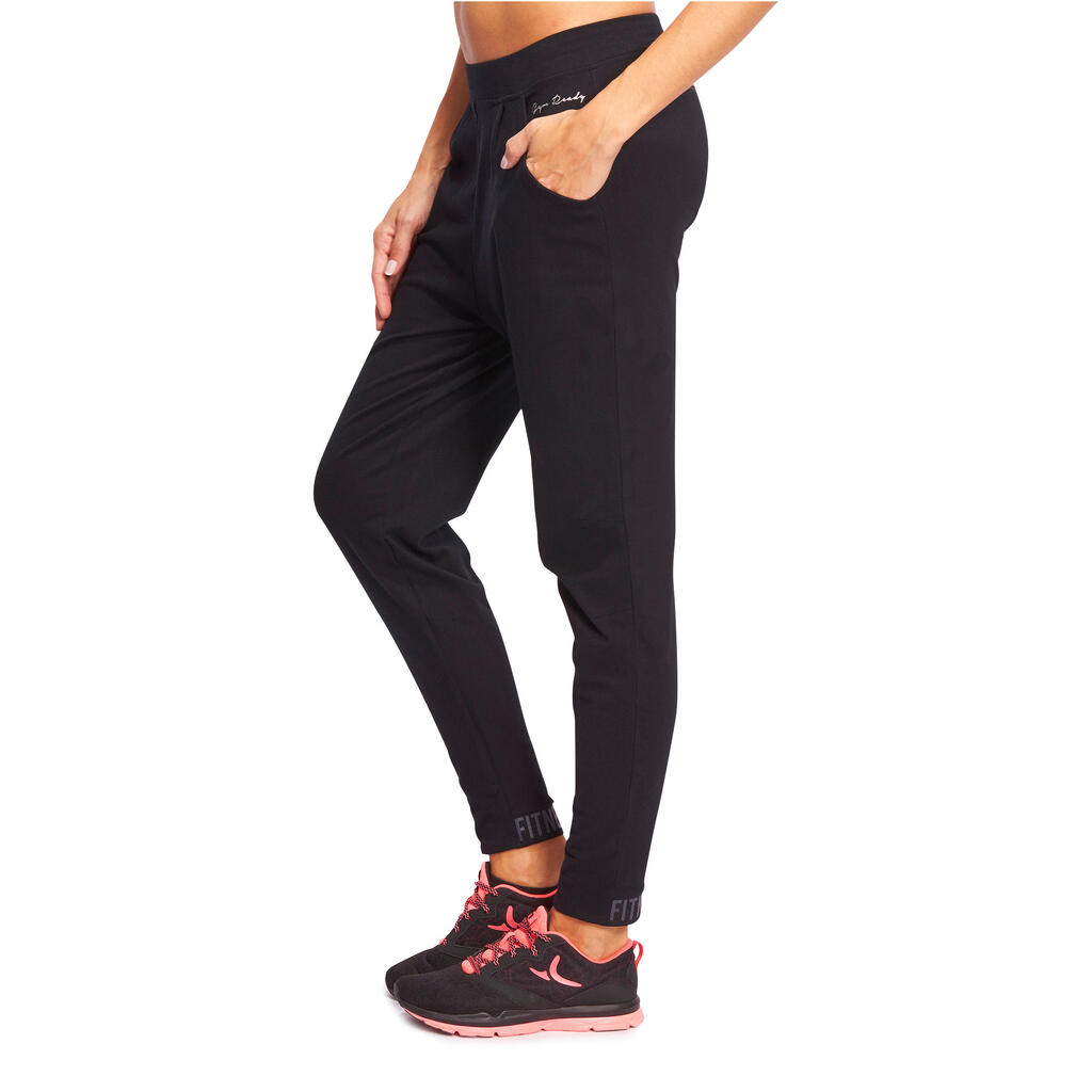 Jogginghose Fitness Soft Damen schwarz