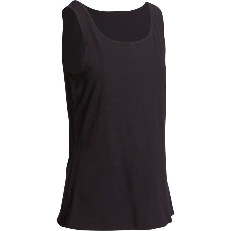 WOMAN T SHIRT LEGGING SHORT Fitness and Gym - Women's Gym Tank Top 100 Black DOMYOS - Gym Activewear