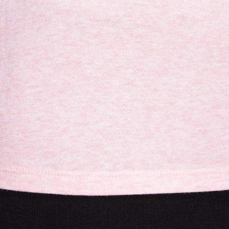 T-Shirt 500 regular Pilates Gym douce femme rose clair