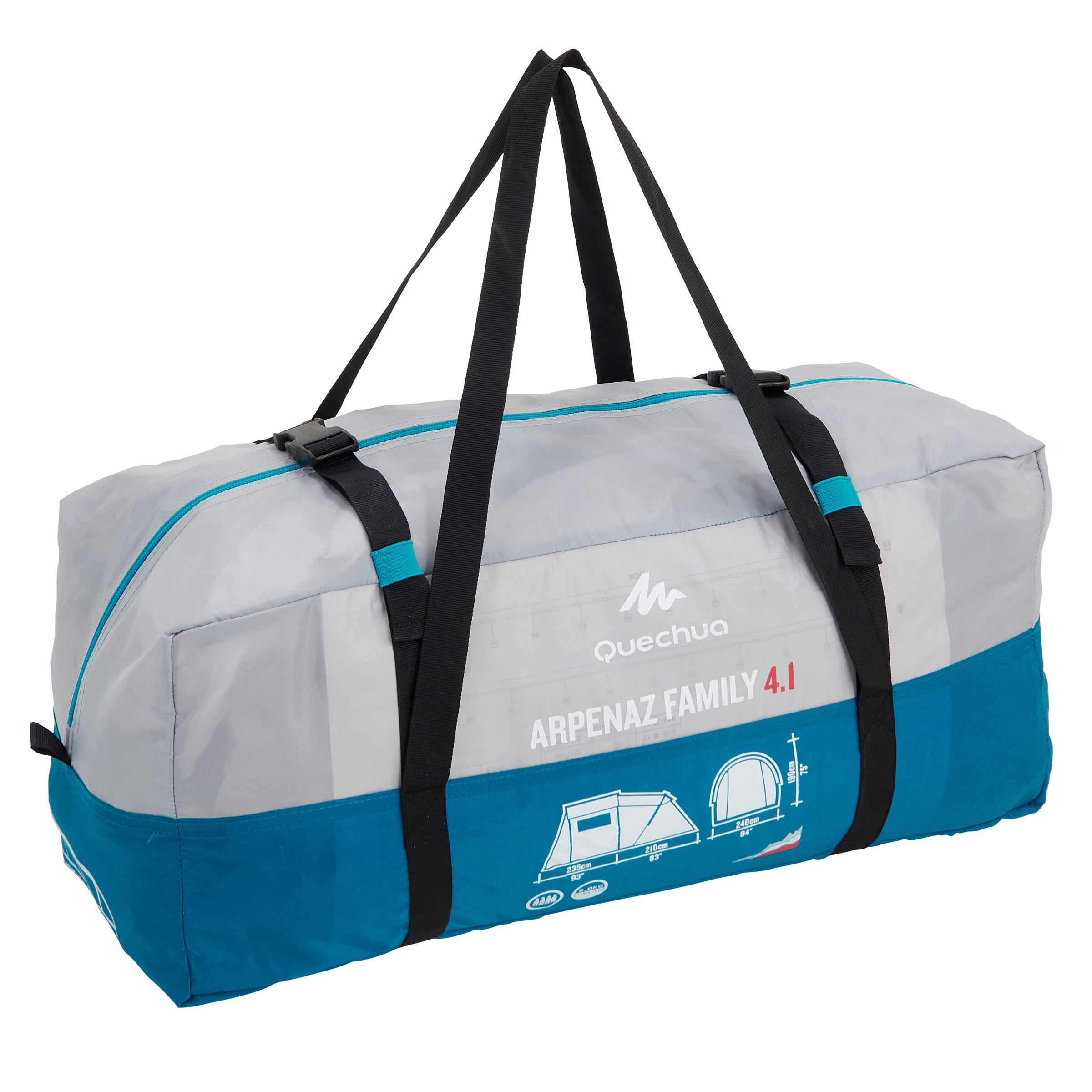 Camping Tent 4 Person 1 Bedroom Grey