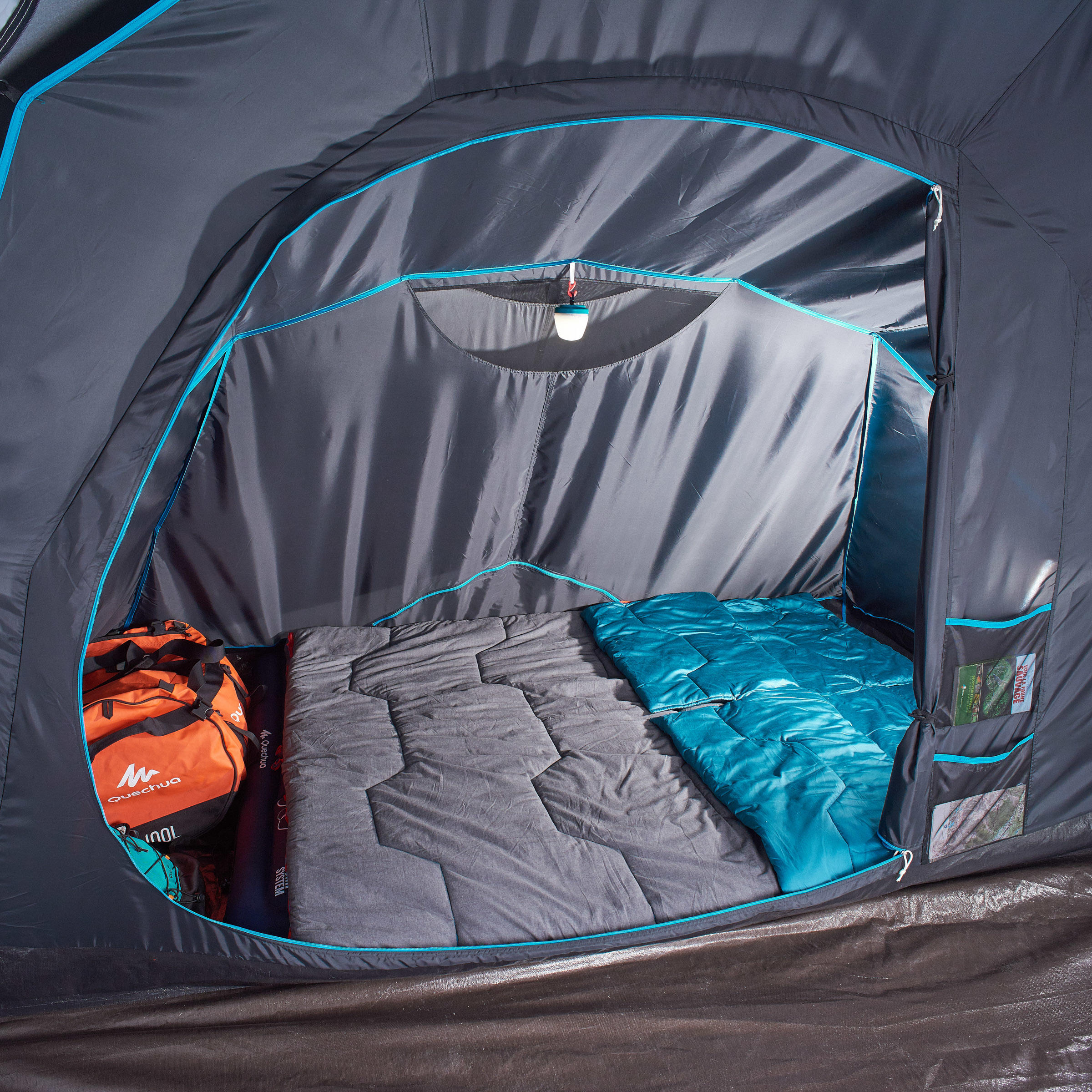 4-Person Inflatable Camping Tent - Air Seconds Fresh & Black Grey - QUECHUA