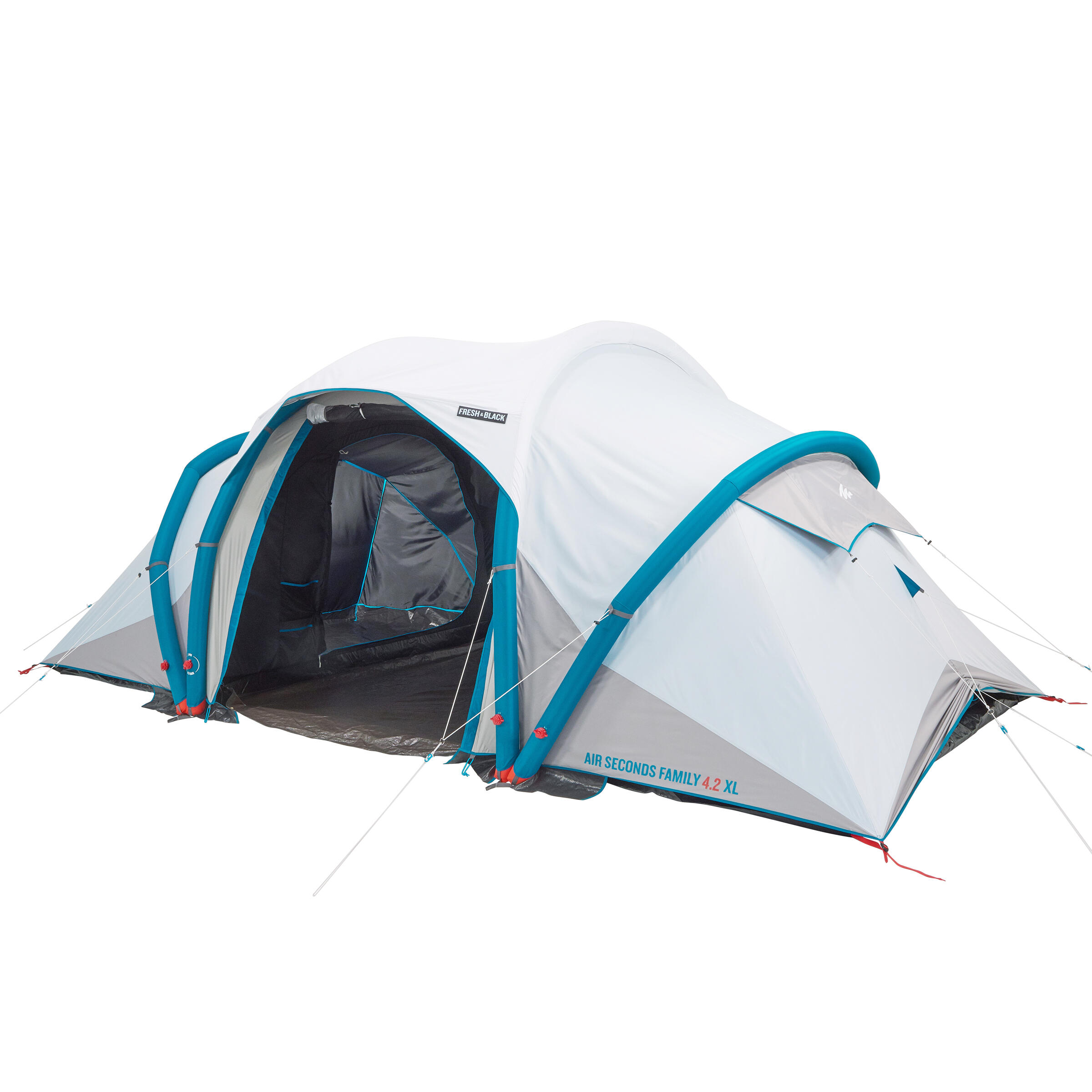 QUECHUA Inflatable Camping Tent Air Seconds 4.2 Fresh&Black | 4 Persons 2 Bedrooms