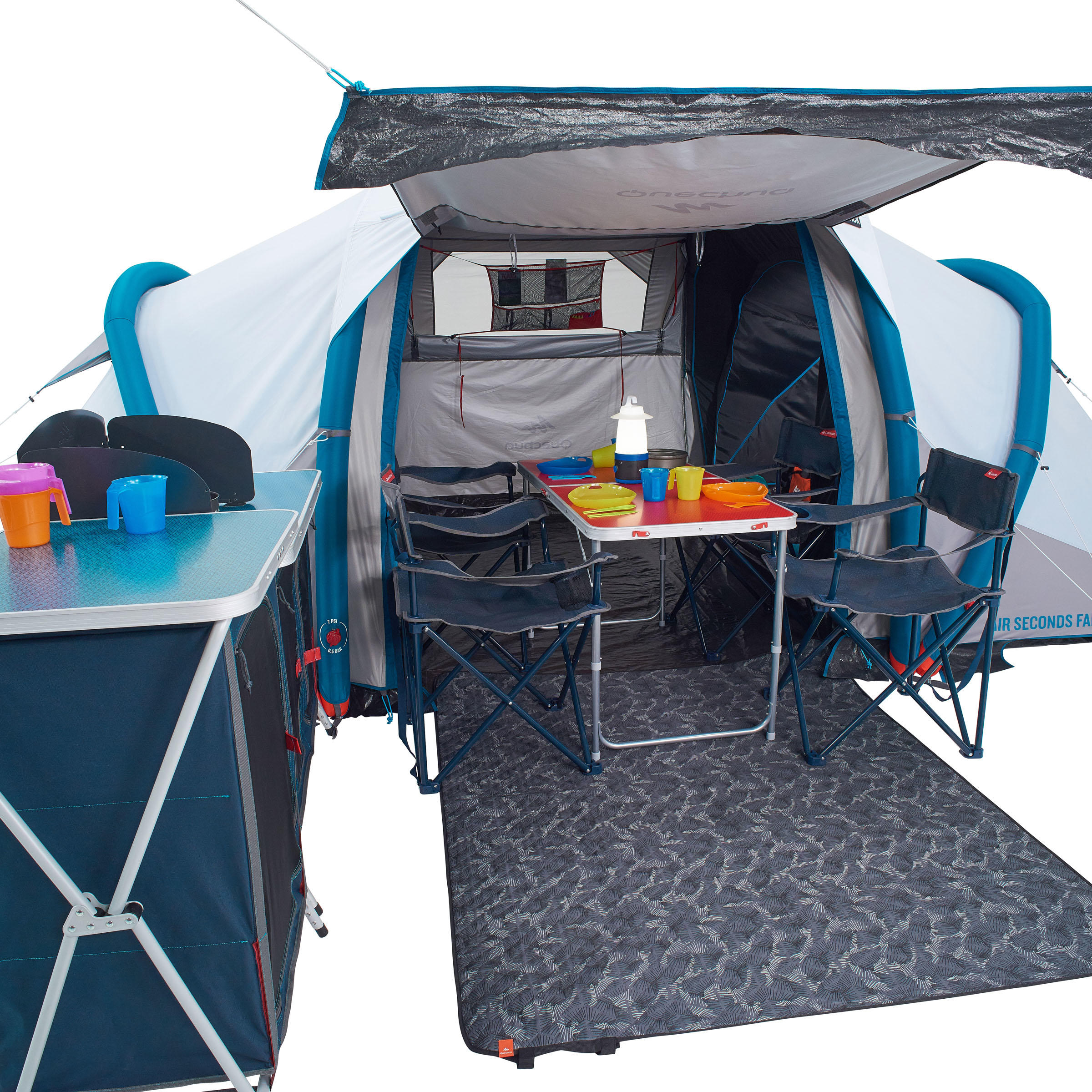 Tente de camping gonflable 4 personnes, Air Seconds Fresh & Black - QUECHUA