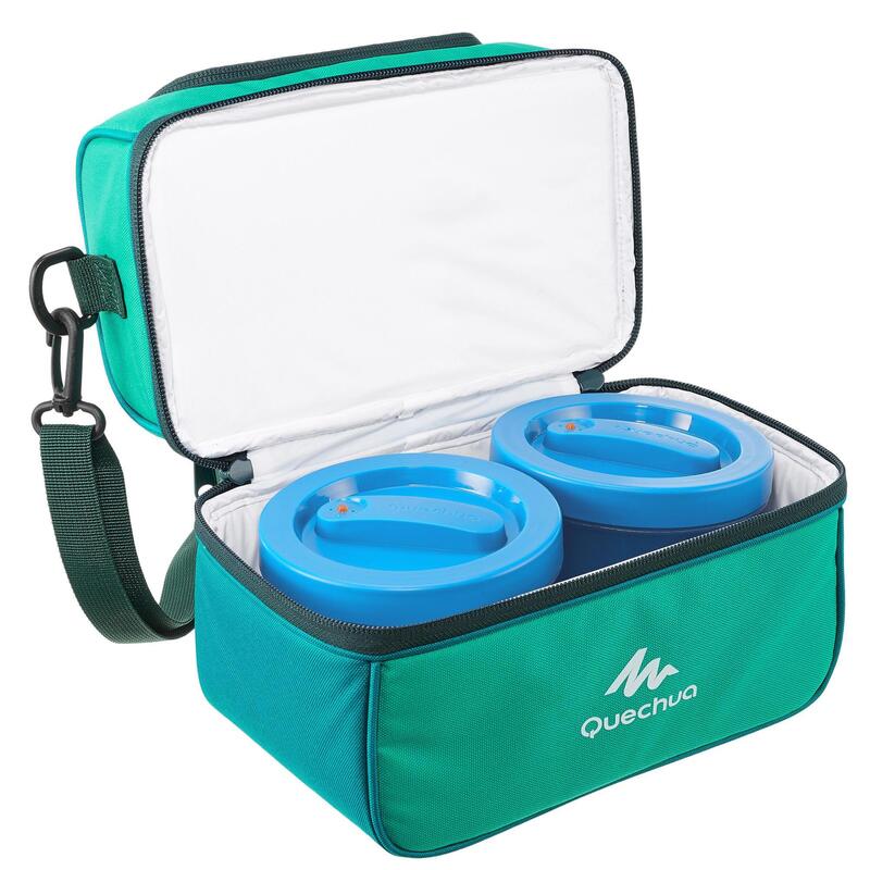 Borsa termica campeggio Lunch box - 4,4 Litri verde | 2 contenitori inclusi