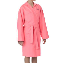 Peignoir microfibre junior rose ultra compact avec capuche et ceinture