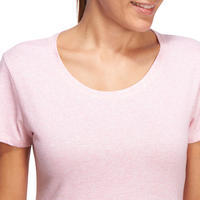 T-Shirt 500 regular Pilates Gym douce femme rose clair