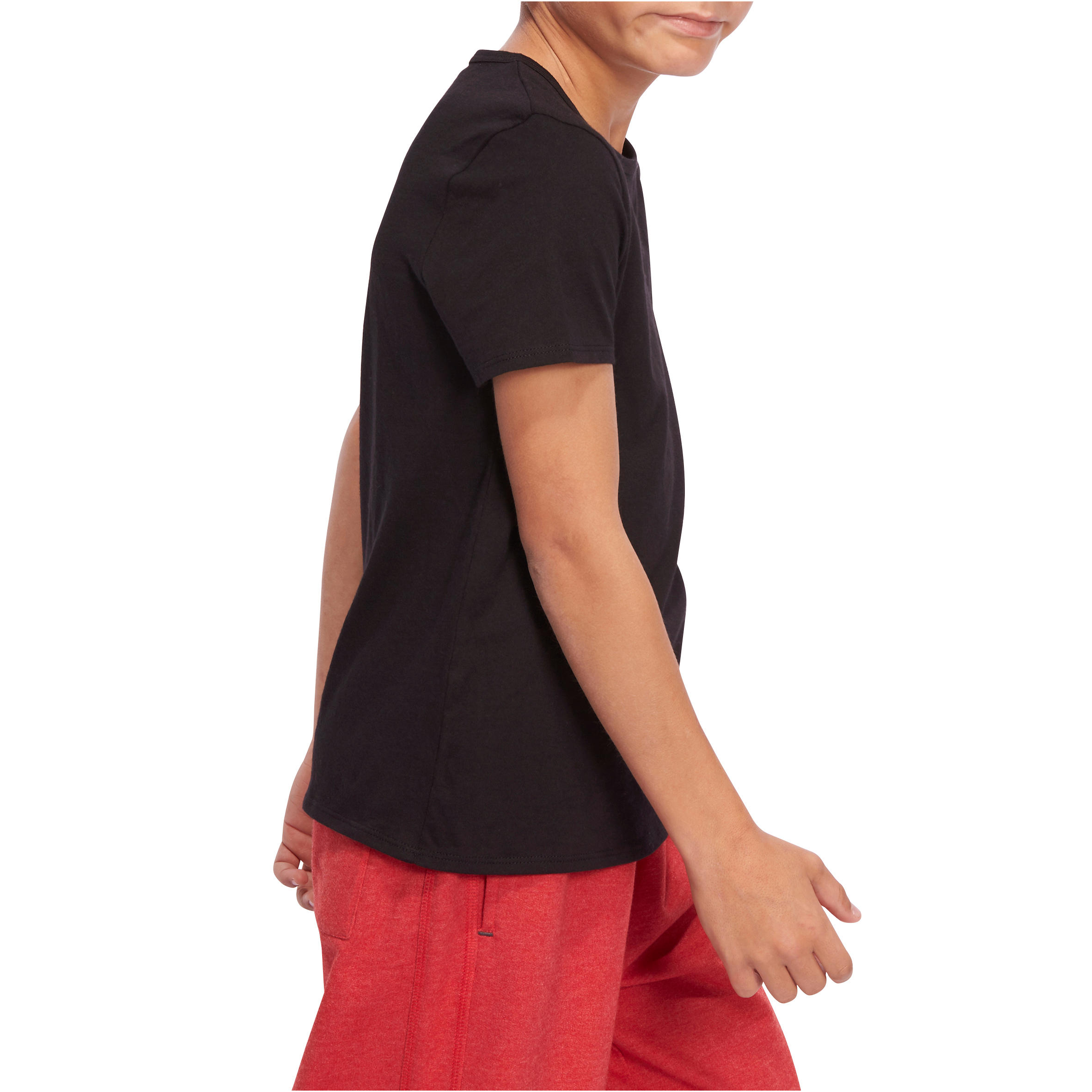 100 Boys' Short-Sleeved Gym T-Shirt - Black 6/8