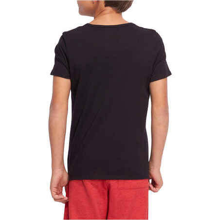 100 Boys' Short-Sleeved Gym T-Shirt - Black