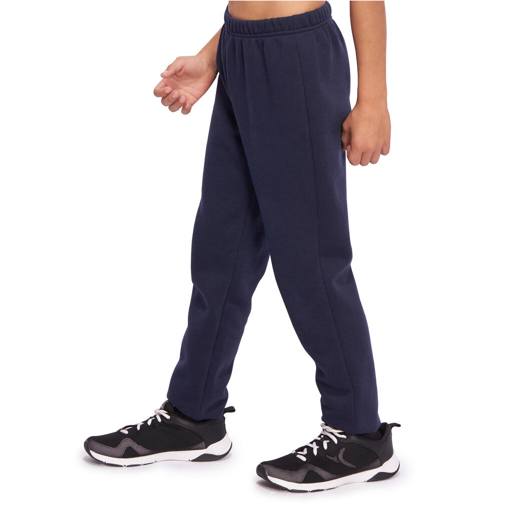 Jogginghose 100 Gym Warm'y Baumwolle Kinder marineblau