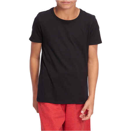 100 Boys' Short-Sleeved Gym T-Shirt - Black