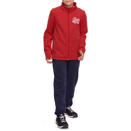 Warm'y 120 Boys' Gym Zip-Up Tracksuit - Red Print