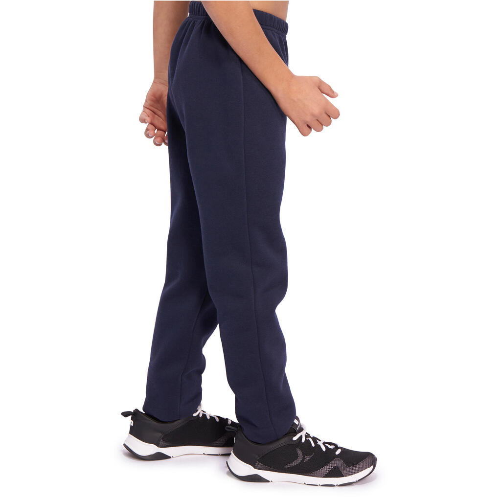 Jogginghose 100 Gym Warm'y Baumwolle Kinder marineblau