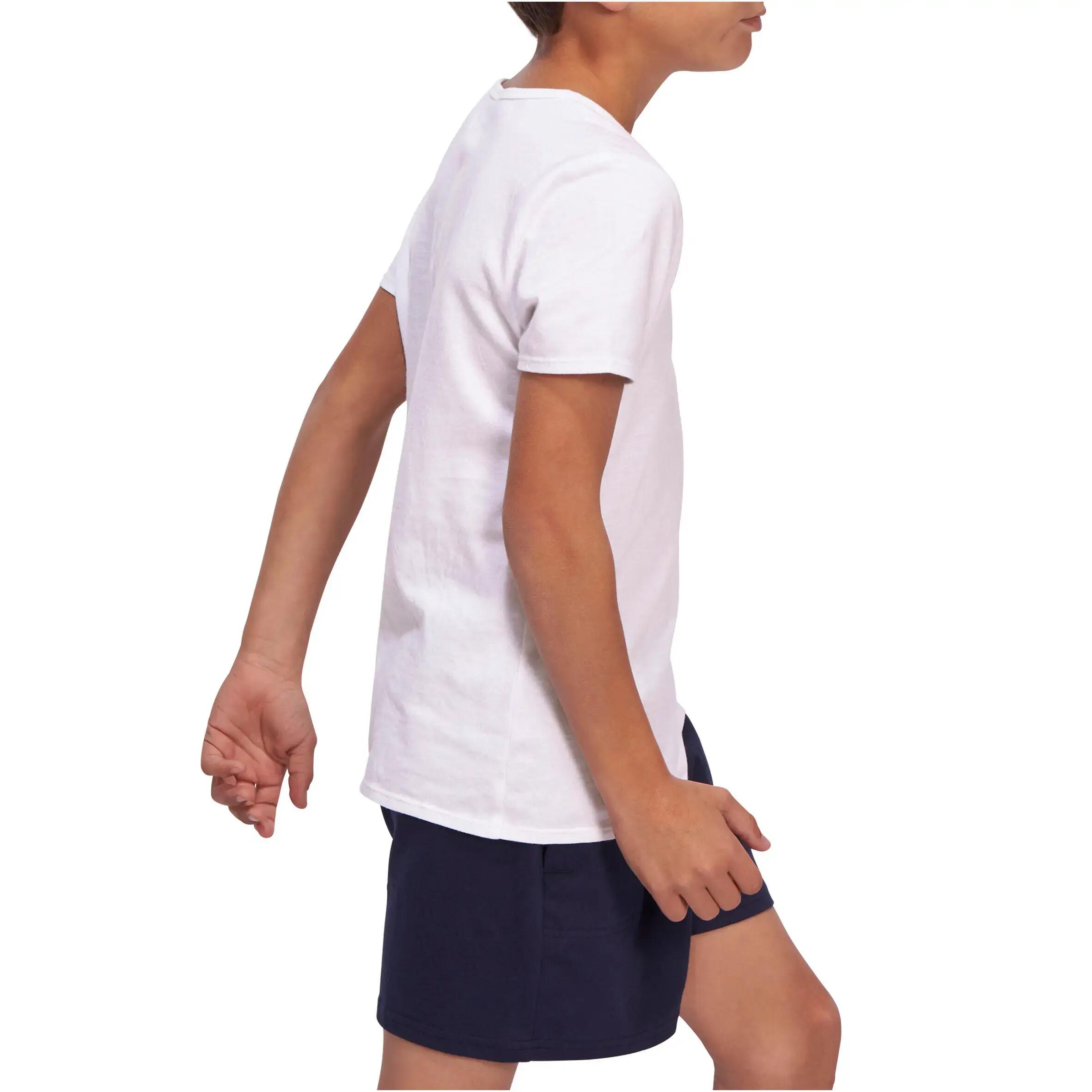 Boy's gym short sleeve T-shirt 100 white 3/7